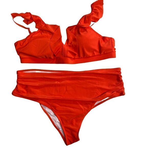 Women’s Orange Swimsuit Size 4X 2 piece - Picture 1 of 14
